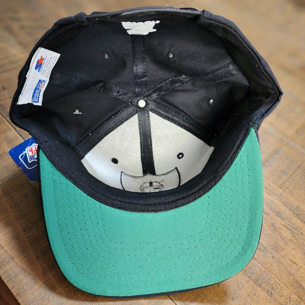 Vintage‎ Starter LA Raiders Snapback Hat Black Green Underbrim NFL Deadstock NWT - Picture 6 of 7